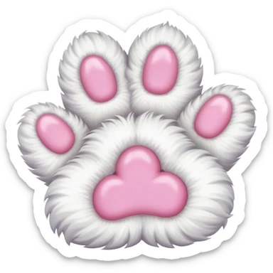 white cat fluffy paw, from the bottom, cute sticker