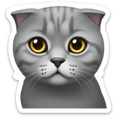 Grey Scottish fold cat minimalism sticker