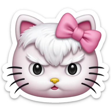 hello kitty with furrowed brows, angry expression sticker
