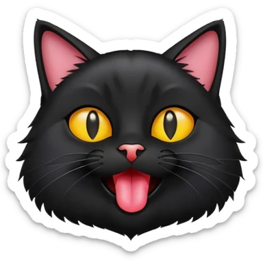 black cat with his tongue out sticker