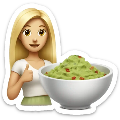  blonde girl and bowl with guacamole sticker