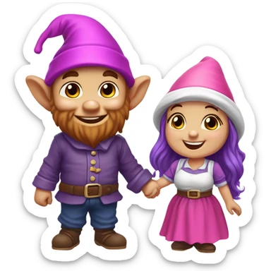 Boy and girl Gnome’s in love pink and purple  sticker