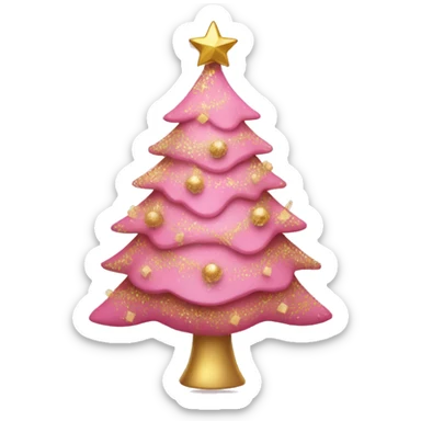 pink and gold christmas tree sticker