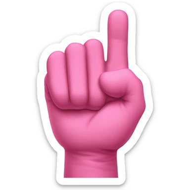 the hand that shows the rock sign and covered in pink bangage  sticker
