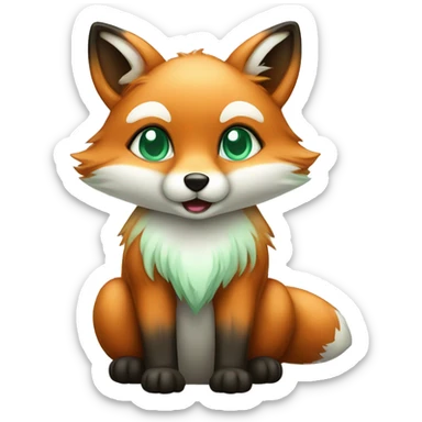 cute fox with mint green eyes siting sticker