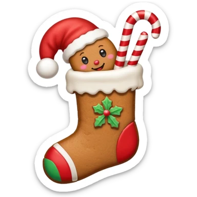 gingerbread cookie in chritmast sock shape sticker