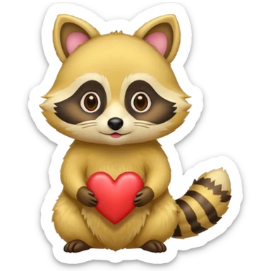 A yellow raccoon with heart-shaped eyes sticker