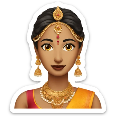 Indian women with bindi and jhumkhas and nice makeup sticker