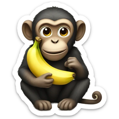 monkey holding banana sticker