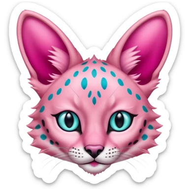 Pink Magenta Pastel-Rose Serval with cyan eyes  sticker