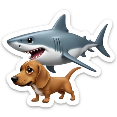 shark with dachshund on bac sticker