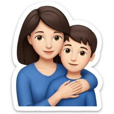 Matka brunetka se raduje se svým dvanáctiletým synem sticker