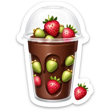 Chocolate covered Strawberries with pistachios in a plastic cup sticker