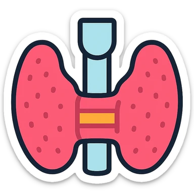 clear, colorful icon of the thyroid gland, anatomical, color outline style sticker