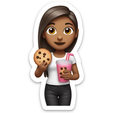 girl with cookie and juice, like a ariana grande sticker