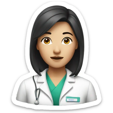 Medium hair Asian woman pharmacist sticker