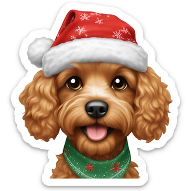 Cavapoo dog with Christmas bandana  sticker