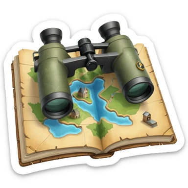 map with binoculars sticker