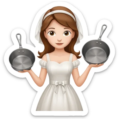 Bride with pots and pans sticker