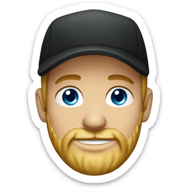 blue eyed man with blonde beard and black cap sticker