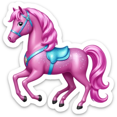 a pink barbie sparkling horse emoji sticker