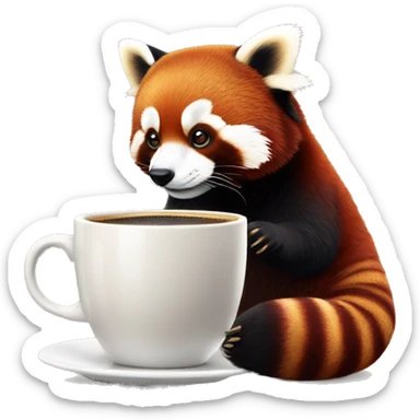 red panda qui fait une pause café sticker