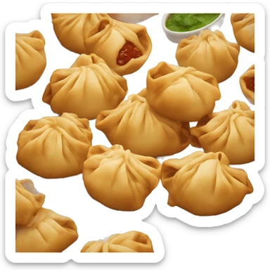 eating fried momos sticker