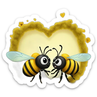 two bees in love around a mini-bee newborn sticker