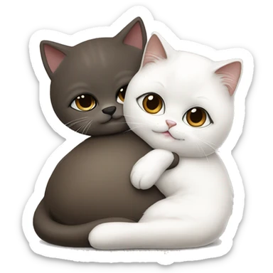 Dark brown hair girl snuggling seal point ragdoll cat and white Persian cat sticker