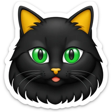 Bir siyah kedi gözleri yeşil ve oturuyor sticker