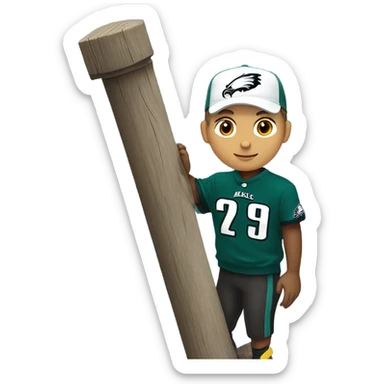 White male with brown eyes and is an eagles fan climbing up a pole sticker