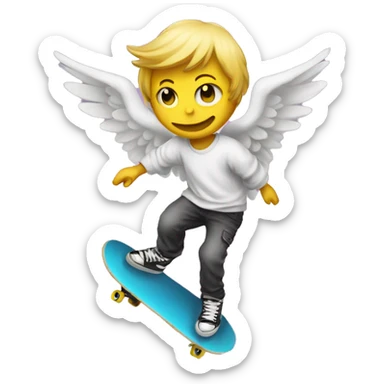 skateboard angel smiley sticker