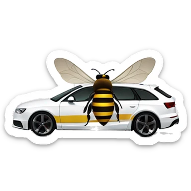 Bee in sunglasses driving inside white Audi  sticker