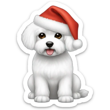 bichon dog-sitting-christmas hat sticker