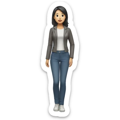 Asian woman (full body) (raising hand in air) sticker