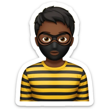 A Robber that just robes a baño that has yellow and black stripes sticker