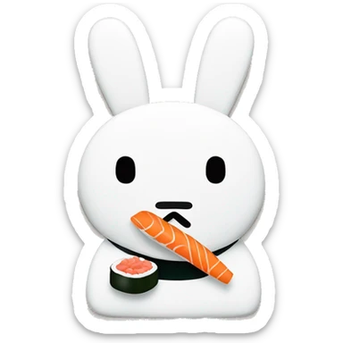 miffy with x mouth eating sushi sticker