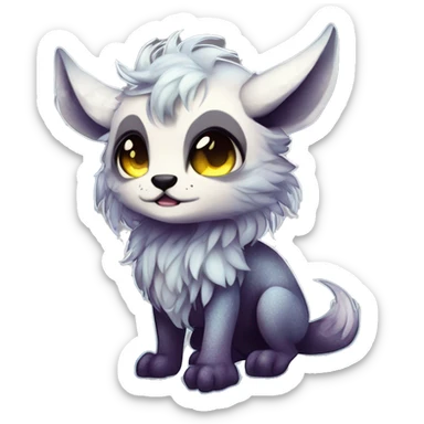 Cool cute Kawaii edgy fantasy shiny chibi animal creature fursona Fionbri vernid by griffsnuff & LiLaiRa & Falvie full bodyal sticker
