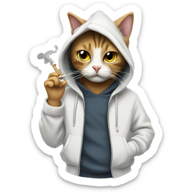 Cat wearing a hoodie smoking sticker