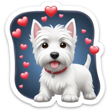 Westie with catching bubbles of hearts sticker