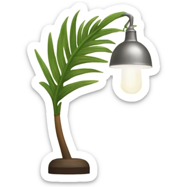 a lamp on and a palm branch sticker
