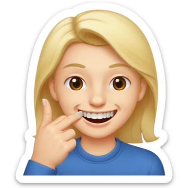 Emoji gêne et content qui mort un seule ongle Et on voit ses dents plus flatter  sticker
