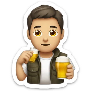 Yong guy drinking beer sticker