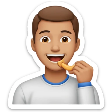 a person choking themself with a smile  sticker