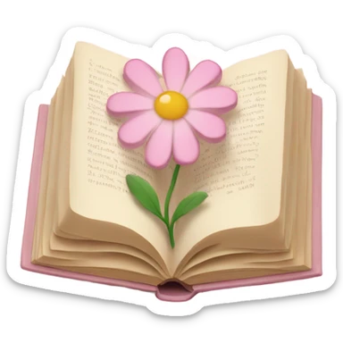 Beige Open book with light pink flower inside sticker
