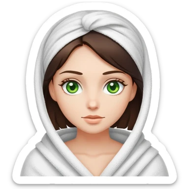 Brunette with green eyes wrapped in towel sticker