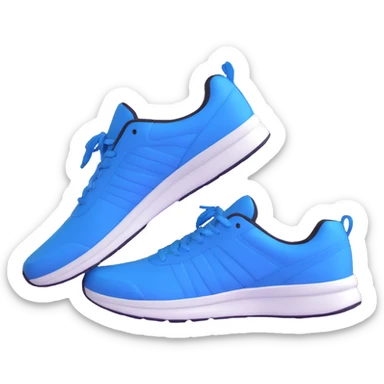 pair of blue running shoes emoji, cartoonish 3D emoji style, white soles, side view sticker