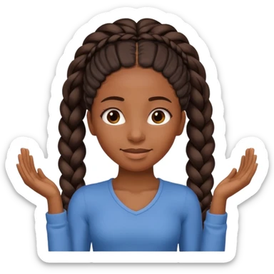 Black girl with long braids in a stretching pose, friendly and clear sticker