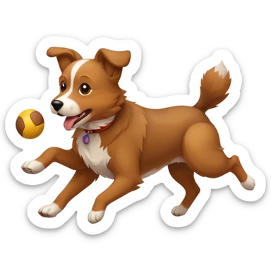 dog fetching a ball sticker