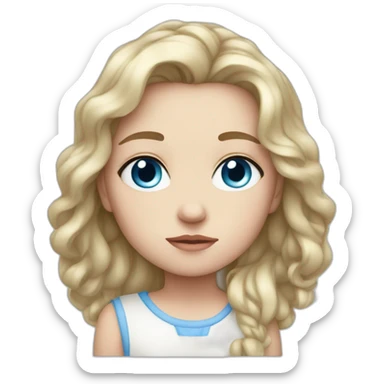 Mother white skin blue eyes sad sticker